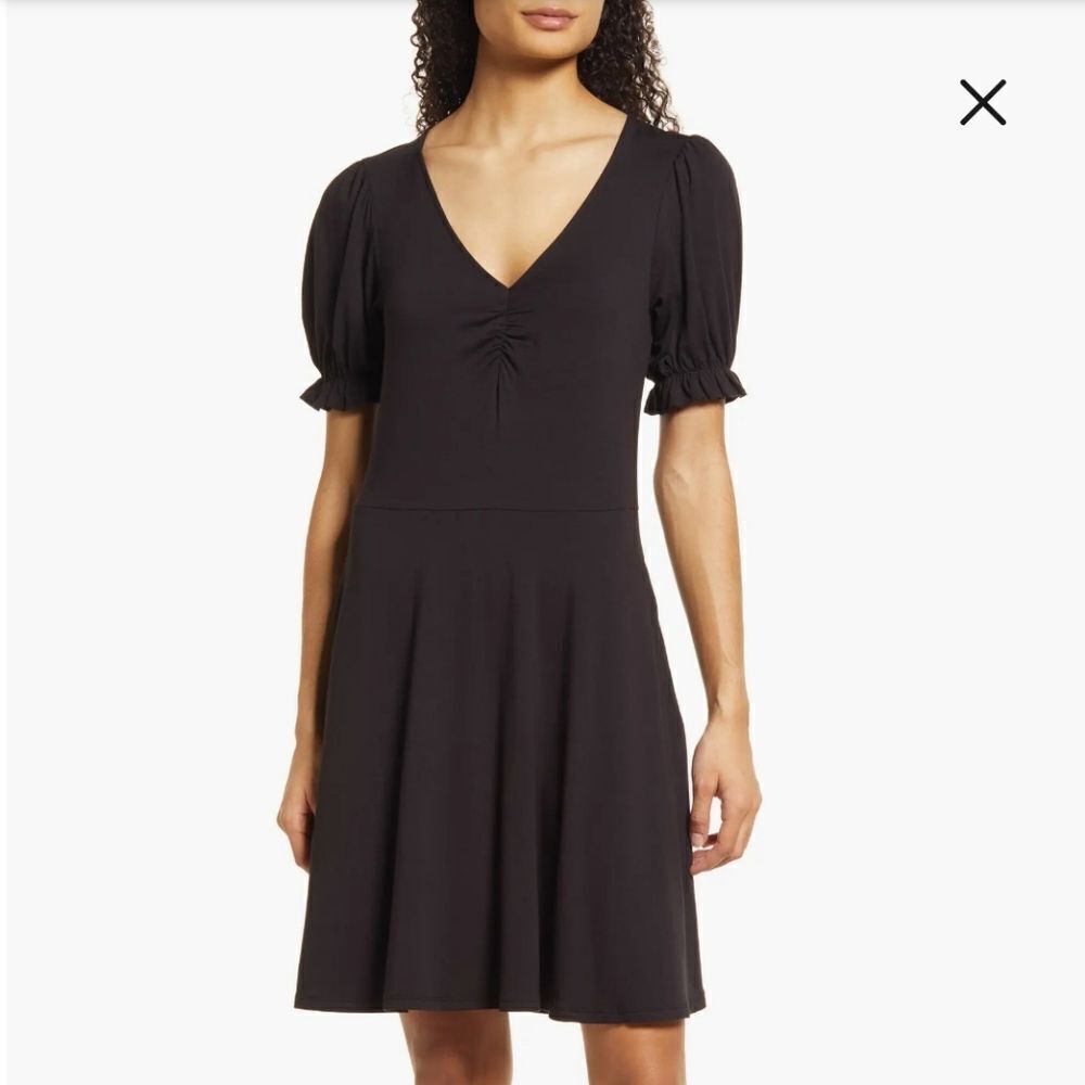NWT Boden Puffer Sleeves Dress In Navy Blue Size 16